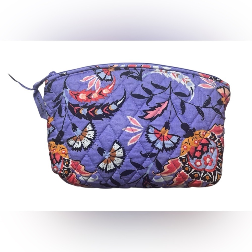 Vera Bradley "MURAL GARDEN" Travel Cosmetic Makeup Case Purple Floral Quilted